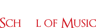 Logo with the words Lehi School of Music. The S in School is large and red; a musical note replaces the O. The text Lehi is faint and positioned above School of Music.